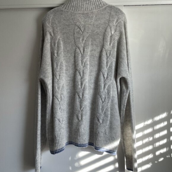 Vineyard Vines Lofty Fisherman Mock Neck Cableknit Sweater XL Gray Alpaca Wool - Picture 9 of 13